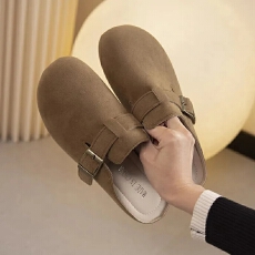 批发25年爆款勃肯鞋新款平底防滑舒适一脚蹬包头半拖鞋女时尚<b class='q'>休闲</b>单鞋