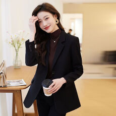 批发高级感黑色西装外套女2025春秋新款时尚洋气休闲小个子气质<b class='q'>小</b><b class='q'>西服</b>