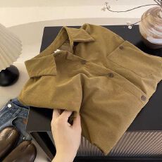 批发韩版复古长袖灯芯绒净版<b class='q'>衬衫</b>女秋冬叠穿休闲内搭<b class='q'>衬衣</b>气质外穿上衣