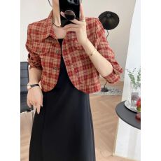 批发<b class='q'>秋装</b>短款复古格子衬衫<b class='q'>外套</b>女春秋款2025年新款气质高级感长袖上衣