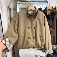 批发韩系双排扣<b class='q'>工装</b>棉衣棉服女冬季加绒加厚高级感小个子宽松<b class='q'>风衣</b>外套