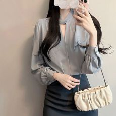 批发2025春夏新款法式高级感气质衬衫<b class='q'>职业</b>装高腰<b class='q'>半身裙</b>温柔炸街两件套