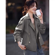 批发休闲短外套女2025年秋季新款高级感小个子通勤休闲风衣