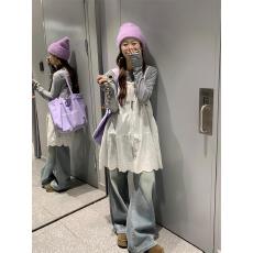 批发白色提花背心女内搭冬季新款工字型设计<b class='q'>时尚</b>穿搭中长款上衣