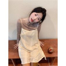 批发法式时尚套装女秋季吊带连衣裙A字短裙长袖T恤内搭外穿上衣两件套