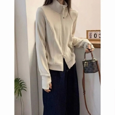 批发立领<b class='q'>卫衣</b><b class='q'>开衫</b>小个子欧货女上衣休闲百搭纯色外套