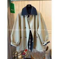 批发高级感法式复古撞色风衣<b class='q'>外套</b><b class='q'>中长款</b>小个子宽松上衣女2024秋装新款