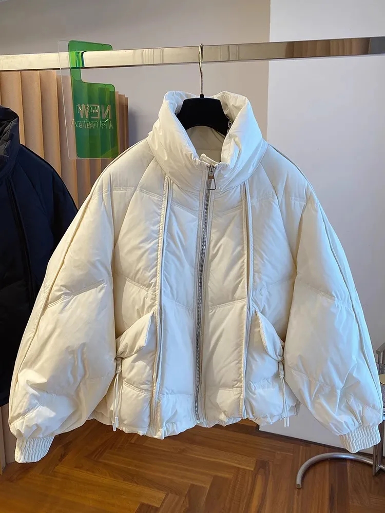 한국 스타일 디자인 센스 작은 대중 루즈핏 캐주얼 스탠드 칼라 아래 면화 의류 여성 가을과 겨울 2026 새로운 면 옷 재킷 트렌디