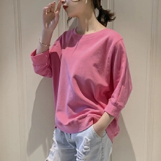 批发T恤<b class='q'>女装</b>2021新款韩版宽松百搭春夏季七分<b class='q'>中袖</b>内搭打底上衣潮秋冬