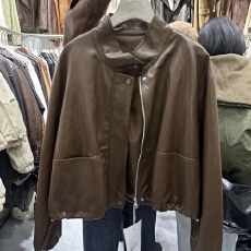 批发小个子<b class='q'>皮衣</b>外套<b class='q'>女</b>短款2026秋装新款立领休闲宽松显瘦机车pu皮夹克