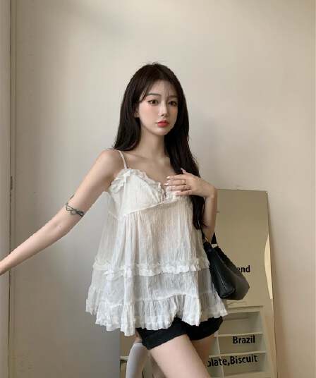 한국 스타일 V넥 순수한 욕망 외출용 패치워크 슬림해 보이는 슬립