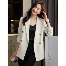 批发小个子米白色新款双排<b class='q'>韩版</b>西服2026秋季气质休闲百搭西装<b class='q'>外套</b>上衣