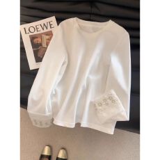 批发新中式袖口蕾丝拼接白色内搭<b class='q'>打底衫</b>女春季新款高级感长袖t恤