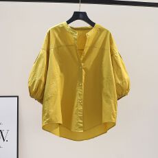 批发新款立领<b class='q'>灯笼袖</b><b class='q'>衬衫</b>女韩版小清新宽松休闲棉<b class='q'>衬衣</b>夏季百搭上衣