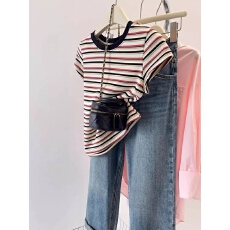 批发超好看单穿<b class='q'>条纹</b>正肩短袖<b class='q'>T</b><b class='q'>恤</b>女夏季2026新款今年流行上衣