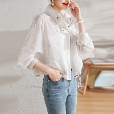 批发防晒衣女2026<b class='q'>短</b>款新款防紫外线抽绳连帽夏季休闲宽松长袖透气外套