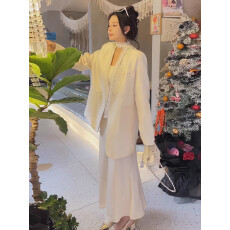 批发春季新款西装<b class='q'>外套女</b>小个子蕾丝挂脖飘带气质高级感西服上衣