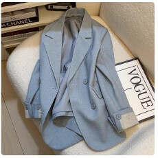批发蓝色时尚设计感<b class='q'>西装外套</b>女2026春秋季新款韩版炸街气质休闲小西服