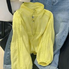 批发2026拼接蕾丝新款长袖立领防晒宽松衣女外套休闲春<b class='q'>夏</b>百搭上衣