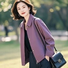 批发2026新款洋气流行早秋百搭时尚好看漂亮独特减龄翻领夹克外套上衣