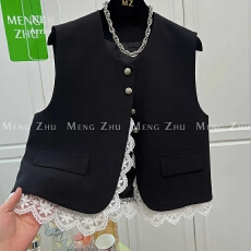 批发高级感超好看蕾丝假两件<b class='q'>西装</b>马甲背心外套上衣女<b class='q'>韩版</b>春秋装新款