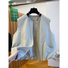 批发设计感小个子款无袖叠穿马甲女秋季宽松外穿休闲百搭马夹外套上衣