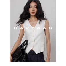 批发夏季新款休闲慵懒气质西装马甲女2025新款显瘦休闲棉麻背心