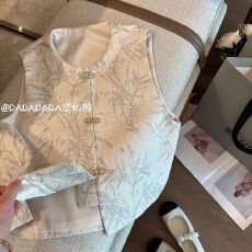 批发早春新款 时尚新中式提花马甲国风圆领漂亮马夹上衣薄外套女