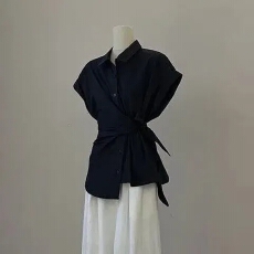 批发夏季一整套穿搭女2026新款设计感收腰绑带<b class='q'>衬衫</b>显瘦休闲<b class='q'>裤</b>两件套潮