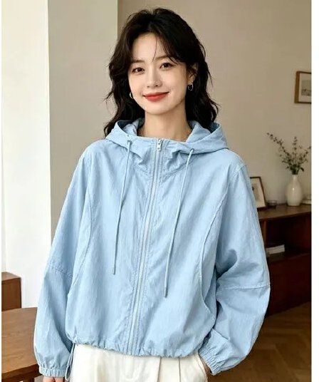 자외선 차단 의류 여성 여름 얇은 스타일 후드 재킷 2026 년 새로운 루즈핏 패션 야외 통기성 다용도 자외선 차단 복