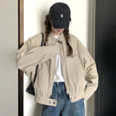 批发卡其色工装棒球服外套女新款休闲韩系炸街小个子<b class='q'>短款</b>夹克上衣