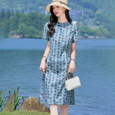 批发棉麻波点印花连衣裙女夏2026新款显瘦气质妈妈新中式<b class='q'>改良</b><b class='q'>旗袍</b>裙子