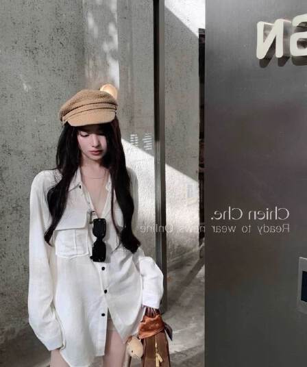 아마 흰 셔츠 여성 코트 2026 여름 느슨함 센스 루즈핏 캐주얼 oversizd 자외선 차단 셔츠 긴팔 맨위