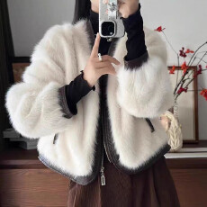 批发水貂皮草绒雪兰外套香风短款新款皮毛2026一体厚款<b class='q'>秋</b>冬上衣