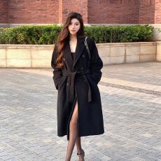 批发毛妮外套女高级感韩系秋冬呢子大衣学院风中长款加厚呢子大衣韩系
