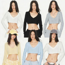 批发宋祖儿同款亚麻微透针织<b class='q'>罩衫</b>女宽松长袖T恤显瘦上衣