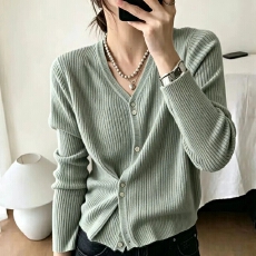 批发<b class='q'>夏季</b>新款长袖女装针织开衫竹节麻纯色v领气质薄款<b class='q'>外套</b>防晒上衣女