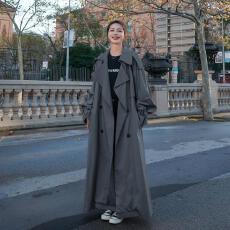 批发风衣女中长款英伦风2026春秋新款<b class='q'>韩版</b>宽松BF学院风气质过膝外套潮