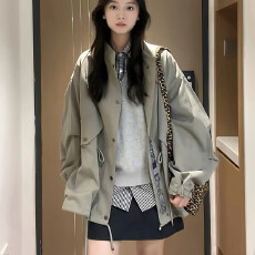 批发派克风衣外套女2026<b class='q'>秋</b>季大码慵懒感休闲百搭外套潮