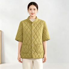 批发冬季新款女时尚<b class='q'>棉衣</b>加绒加厚半袖棉服短袖棉袄休闲百搭<b class='q'>妈妈</b>装外套