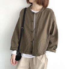 批发女装秋季<b class='q'>外套</b>女宽松<b class='q'>休闲</b>夹克外搭短款上衣女薄款纯色长袖开衫
