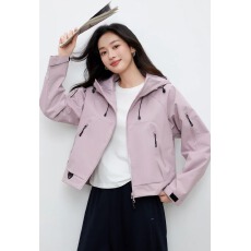 批发美式轻户外防风登山服26年秋季休闲百搭宽松连帽工装夹克外套女