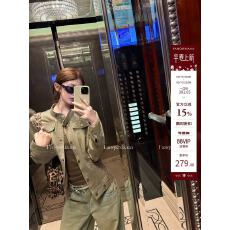 批发番茄侠 质感买手 做旧水洗立领斜插袋正肩牛仔夹克外套女