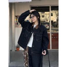 批发暴走蓝鲸 春季拼接翻领牛仔夹克女宽松<b class='q'>百搭</b>复古显瘦休闲牛仔外套