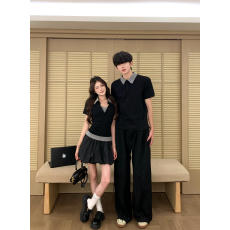 批发实拍情侣装夏季新款学院风女POLO衫假两件花苞裙套装男<b class='q'>学生</b><b class='q'>班</b><b class='q'>服</b>潮