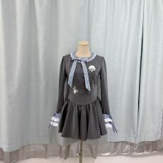 批发越韩小鱼 伦敦之夜 法式千金风蝴蝶结拼接格子立体亮片重工<b class='q'>连衣裙</b>