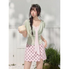 批发umoumo乌蘑夏季莱赛尔荡领真两件套<b class='q'>碎花</b>拼接T恤垂感透气系带短袖