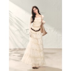 批发ELEVEN SLEEP秋季假两件长袖<b class='q'>t</b><b class='q'>恤</b>女收腰遮肉韩系设计感荡领小上衣