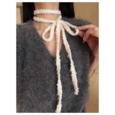 小众个性设计毛绒长条细窄小围巾女秋冬氛围感choker颈带针织围脖