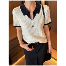 批发假两件麻花纹冰丝针织衫女<b class='q'>欧洲站</b>2026春装<b class='q'>新款</b>欧货女装打底小衫潮